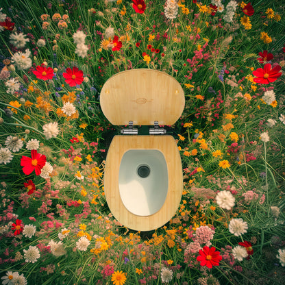 Natural Bamboo Wood Soft Close D-Shaped Toilet Seat with Adjustable Stainless Steel Hinges